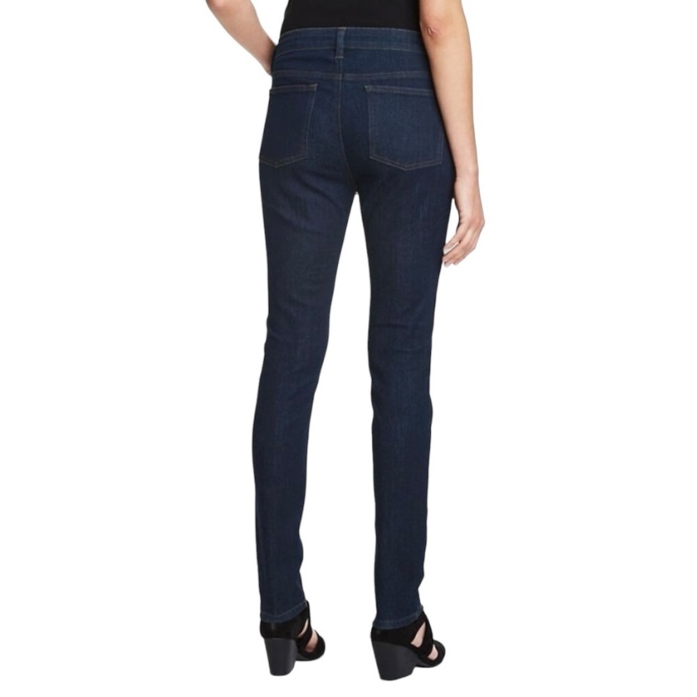 Eileen Fisher Mid Rise Dark Wash Stretch Denim Classic Skinny Jeans Women’s 10 - Picture 2 of 13